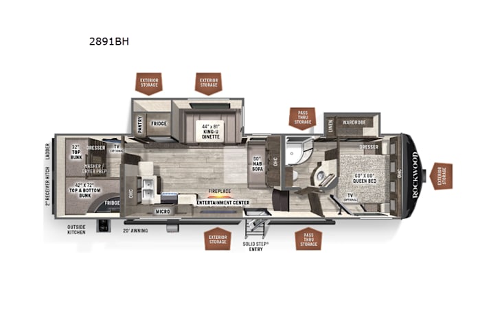 Representative floor plan provided by a trusted RVshare partner.
