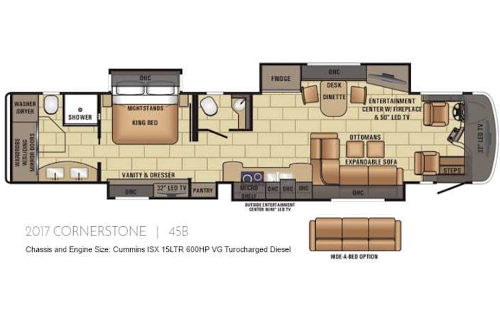Representative floor plan provided by a trusted RVshare partner.