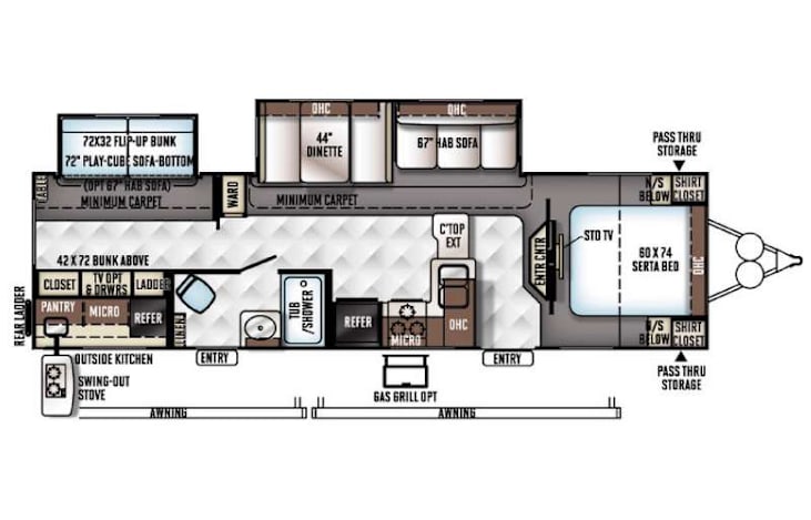Representative floor plan provided by a trusted RVshare partner.