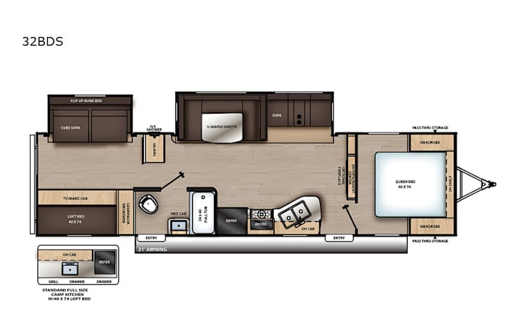Representative floor plan provided by a trusted RVshare partner.