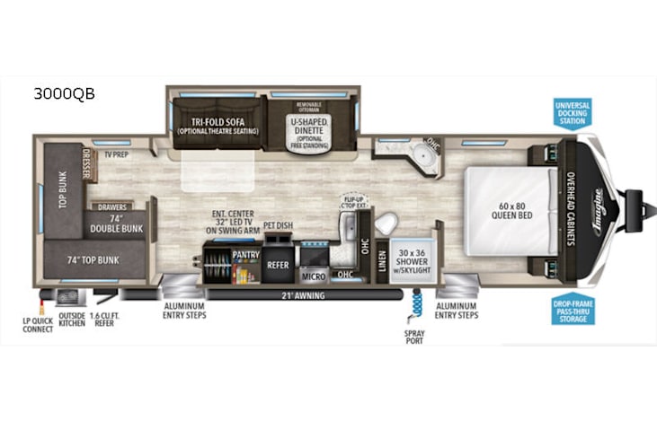 Representative floor plan provided by a trusted RVshare partner.