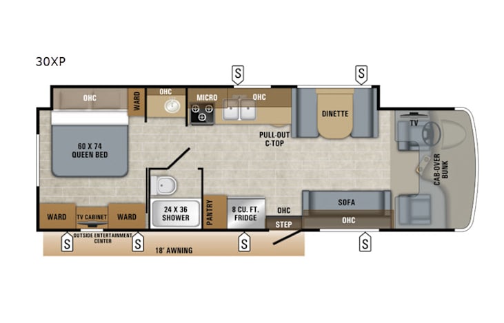 Representative floor plan provided by a trusted RVshare partner.