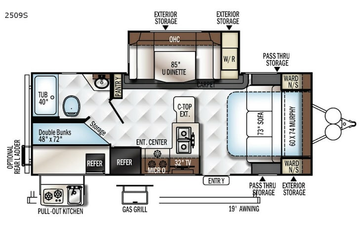 Representative floor plan provided by a trusted RVshare partner.