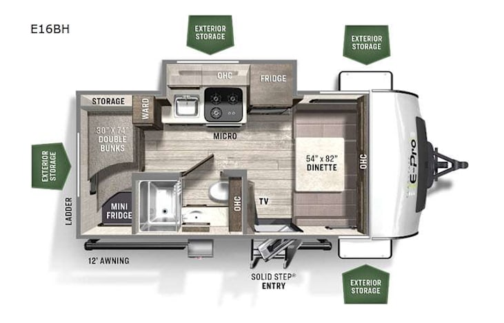 Representative floor plan provided by a trusted RVshare partner.