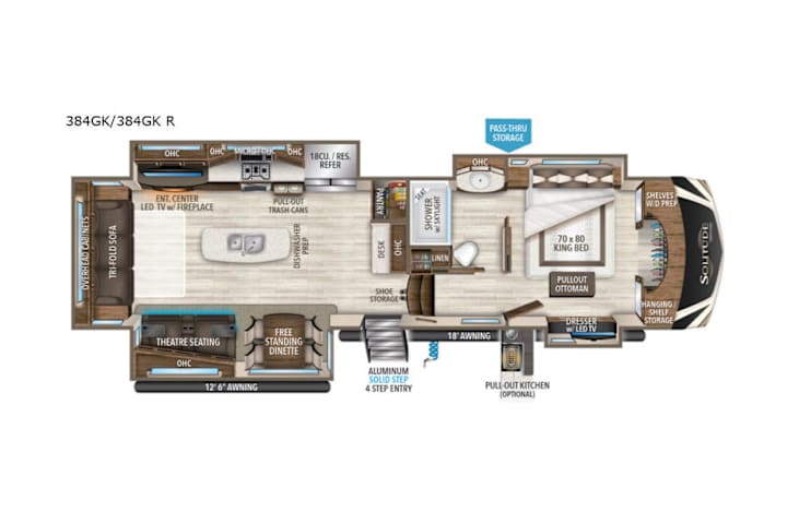 Representative floor plan provided by a trusted RVshare partner.