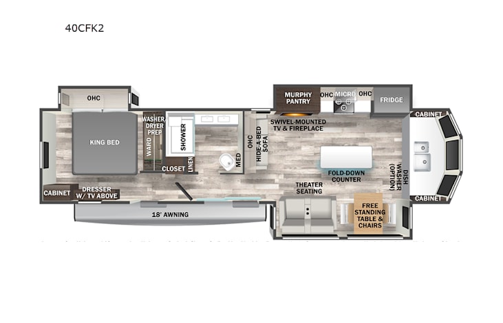 Representative floor plan provided by a trusted RVshare partner.