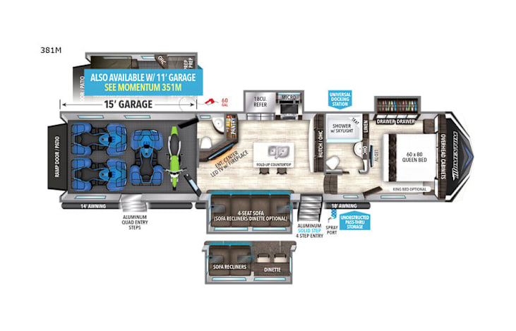 Representative floor plan provided by a trusted RVshare partner.