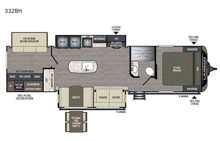 Representative floor plan provided by a trusted RVshare partner.