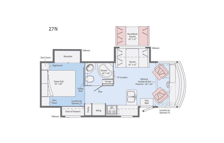 Representative floor plan provided by a trusted RVshare partner.