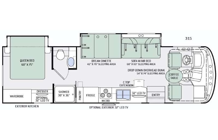 Representative floor plan provided by a trusted RVshare partner.