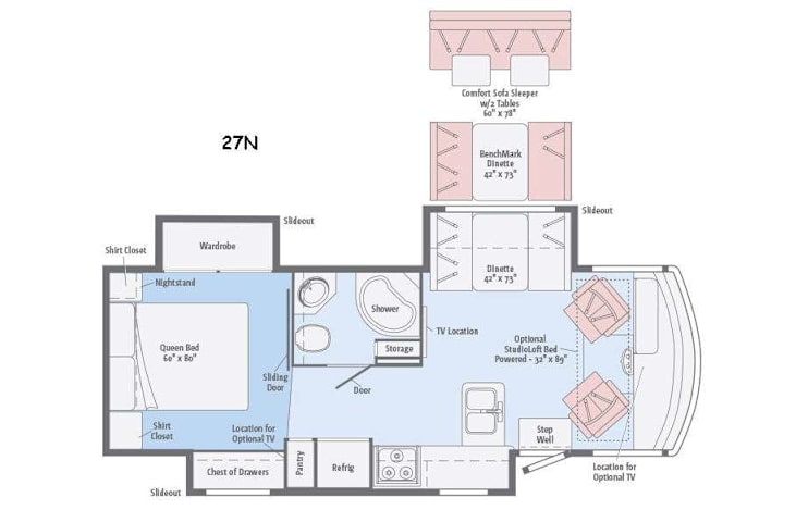 Representative floor plan provided by a trusted RVshare partner.