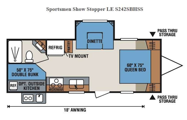 Representative floor plan provided by a trusted RVshare partner.