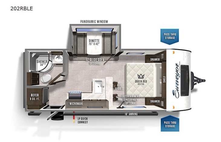 Representative floor plan provided by a trusted RVshare partner.