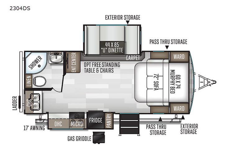 Representative floor plan provided by a trusted RVshare partner.