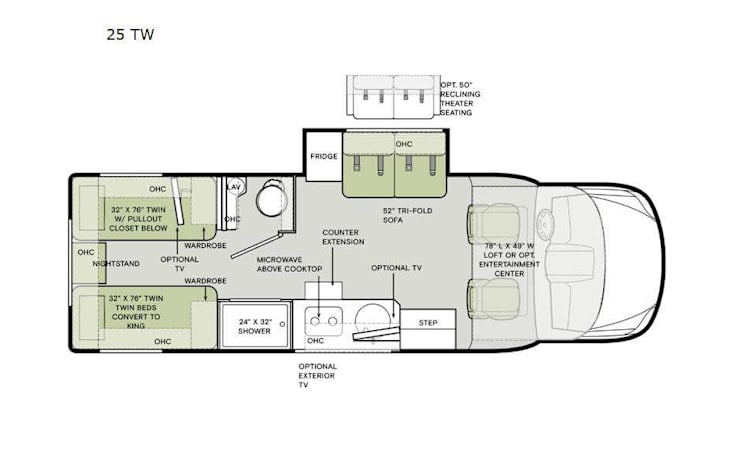 Representative floor plan provided by a trusted RVshare partner.