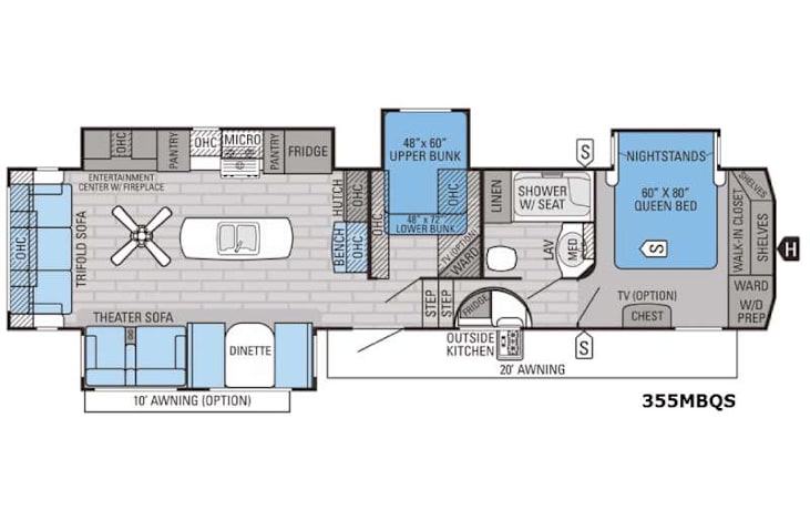 Representative floor plan provided by a trusted RVshare partner.