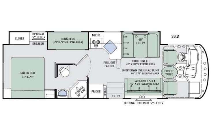 Representative floor plan provided by a trusted RVshare partner.