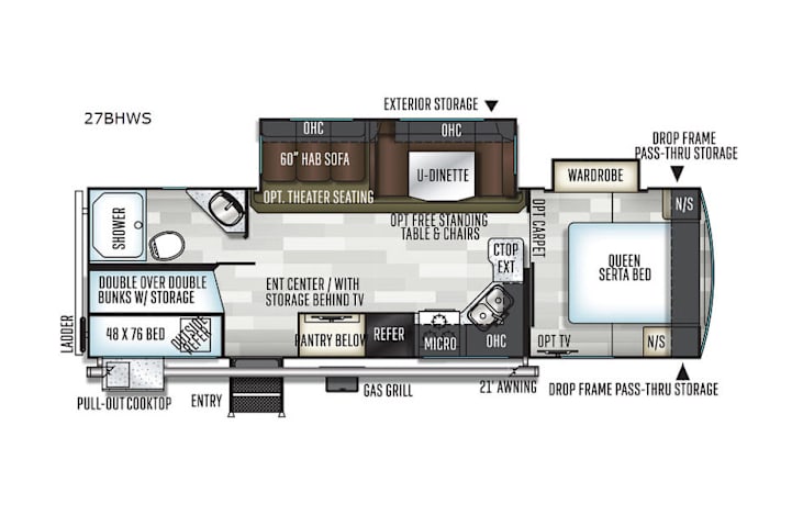 Representative floor plan provided by a trusted RVshare partner.