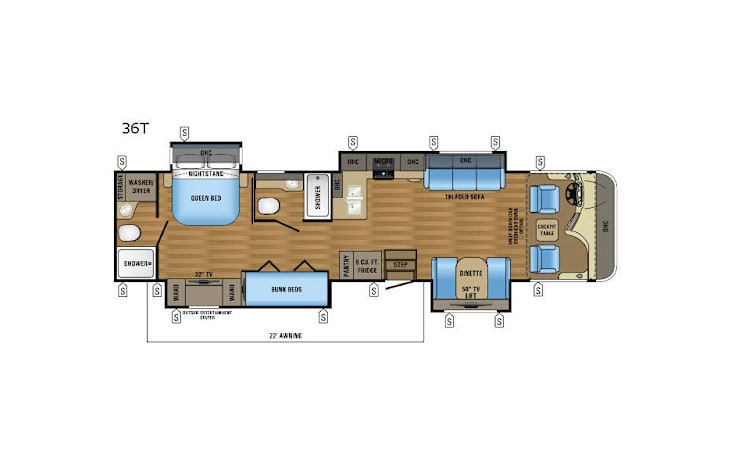 Representative floor plan provided by a trusted RVshare partner.