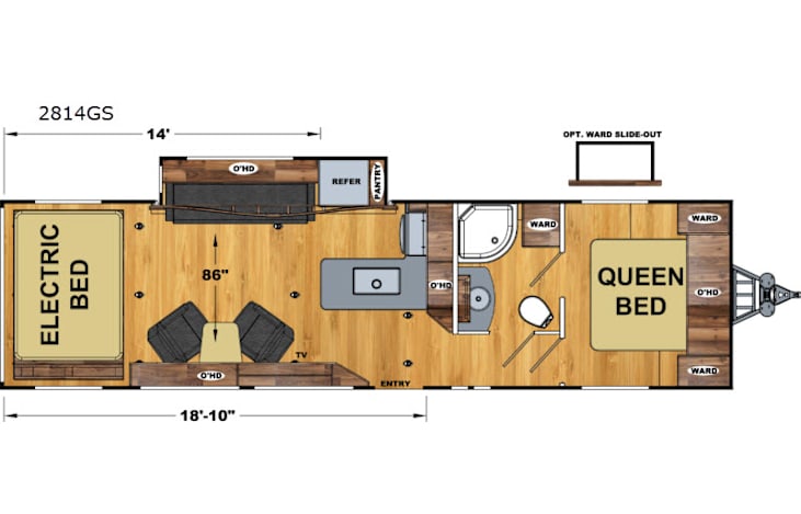 Representative floor plan provided by a trusted RVshare partner.