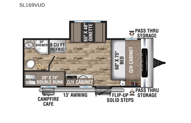 Representative floor plan provided by a trusted RVshare partner.