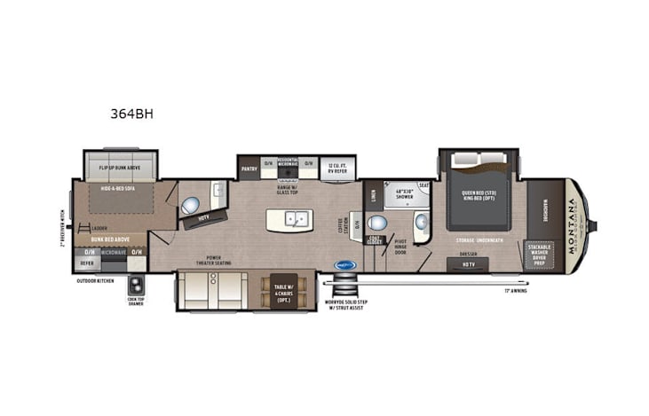 Representative floor plan provided by a trusted RVshare partner.