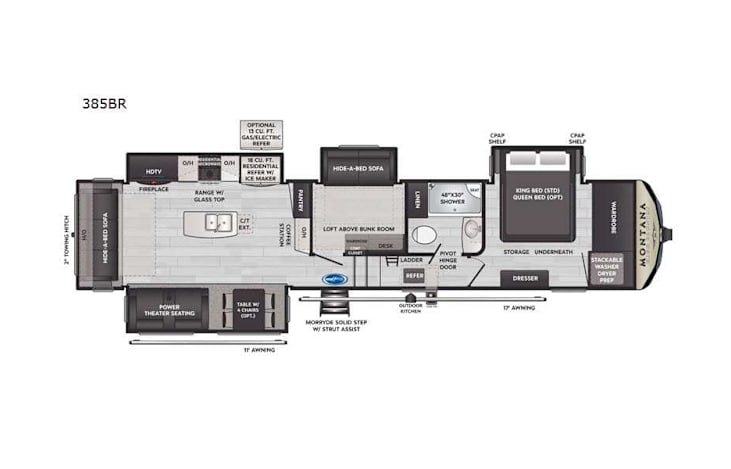 Representative floor plan provided by a trusted RVshare partner.