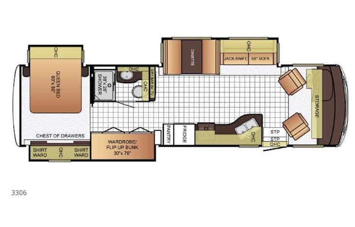 Representative floor plan provided by a trusted RVshare partner.