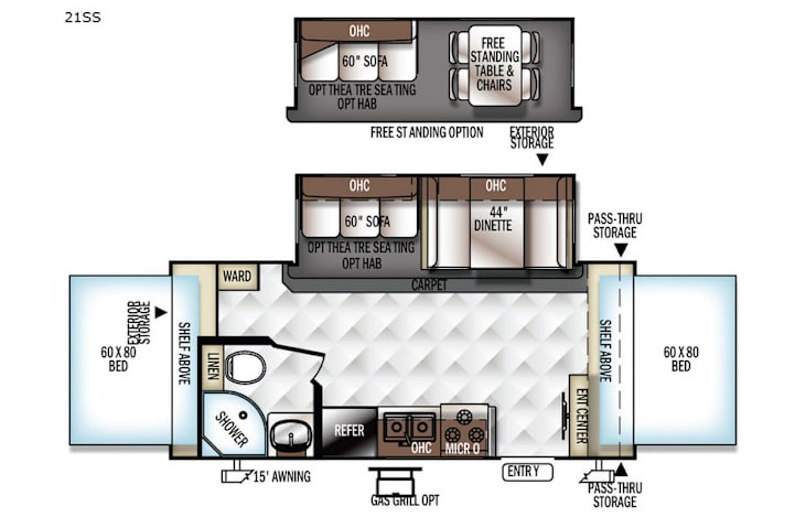 Representative floor plan provided by a trusted RVshare partner.