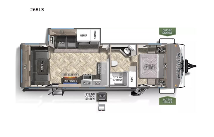 Representative floor plan provided by a trusted RVshare partner.