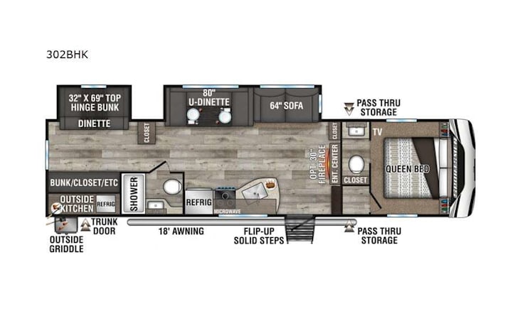 Representative floor plan provided by a trusted RVshare partner.