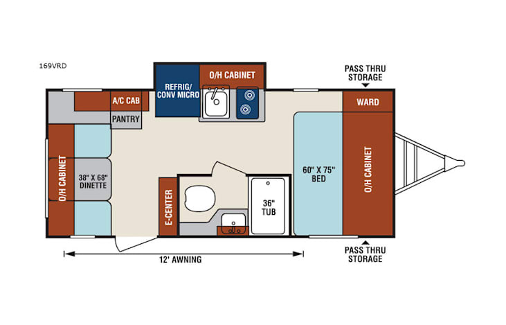 Representative floor plan provided by a trusted RVshare partner.