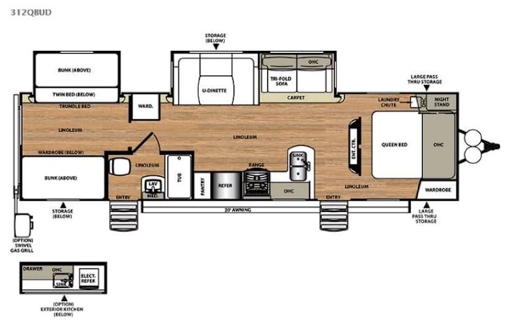 Representative floor plan provided by a trusted RVshare partner.