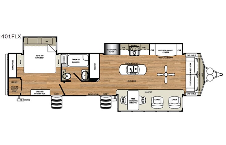 Representative floor plan provided by a trusted RVshare partner.