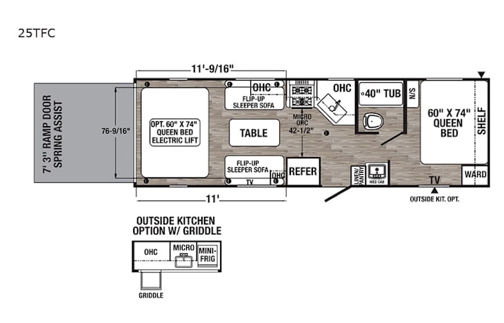 Representative floor plan provided by a trusted RVshare partner.