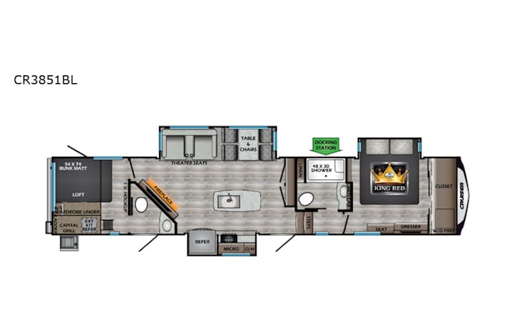 Representative floor plan provided by a trusted RVshare partner.