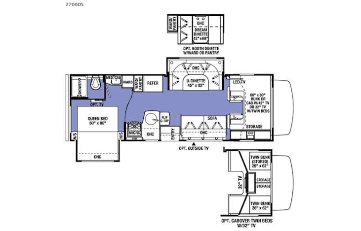 Representative floor plan provided by a trusted RVshare partner.