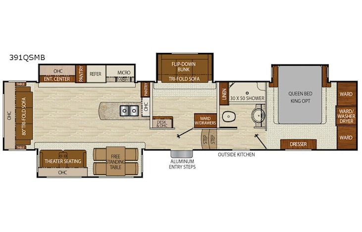 Representative floor plan provided by a trusted RVshare partner.