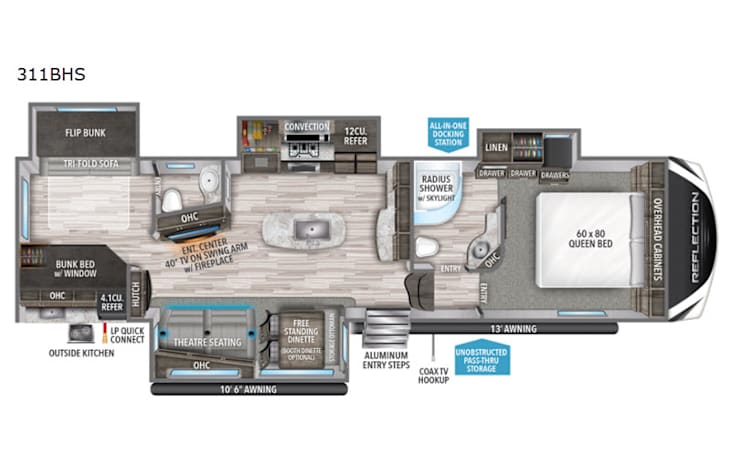 Representative floor plan provided by a trusted RVshare partner.
