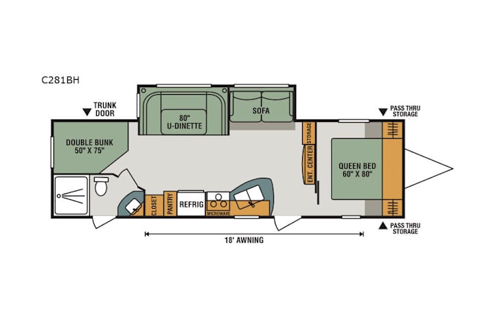 Representative floor plan provided by a trusted RVshare partner.