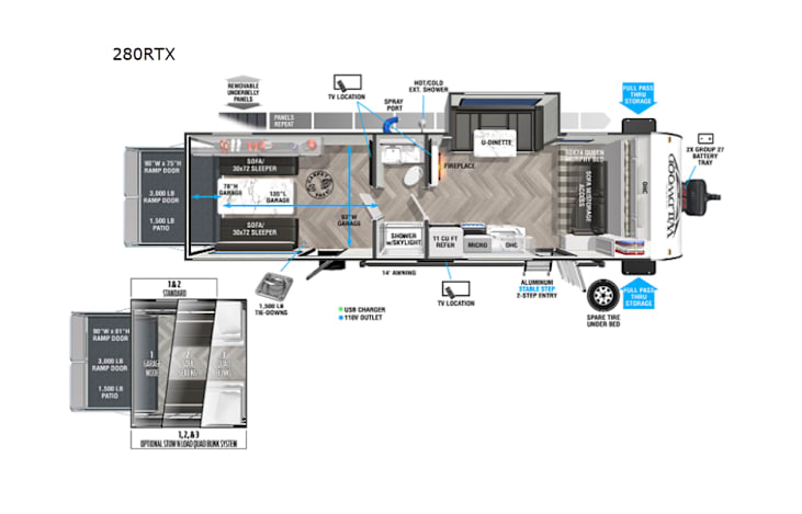 Representative floor plan provided by a trusted RVshare partner.