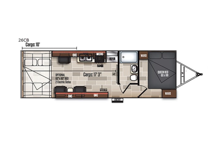 Representative floor plan provided by a trusted RVshare partner.