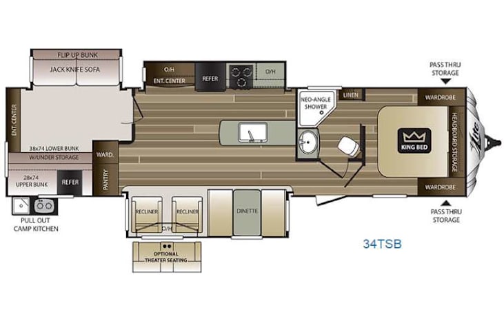 Representative floor plan provided by a trusted RVshare partner.