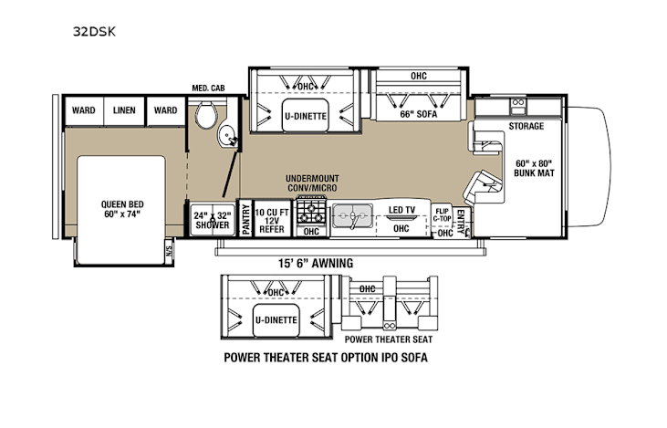 Representative floor plan provided by a trusted RVshare partner.