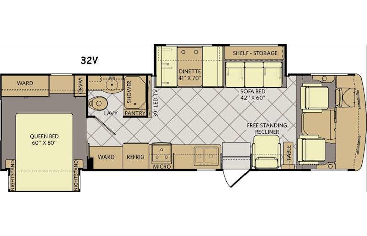 Representative floor plan provided by a trusted RVshare partner.