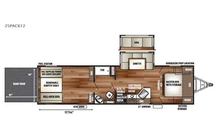 Representative floor plan provided by a trusted RVshare partner.