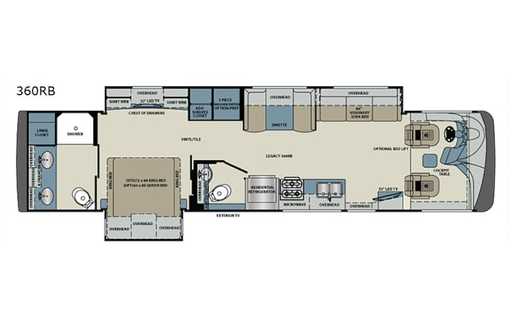 Representative floor plan provided by a trusted RVshare partner.