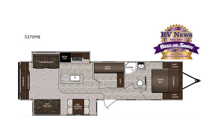 Representative floor plan provided by a trusted RVshare partner.