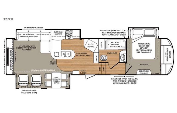 Representative floor plan provided by a trusted RVshare partner.
