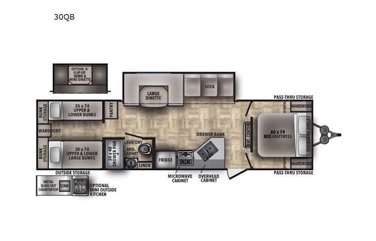 Representative floor plan provided by a trusted RVshare partner.
